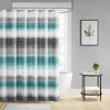 Vynxaria Aqua Gray Stripe Print Shower Curtain 72x72 Inch - 2 of 4