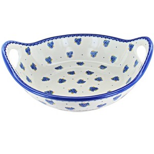 Blue Rose Polish Pottery MU07 Galia Deep serving Bowl with Handles - 1 of 1