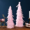 Northlight Small Layered Feather Cone Tree Glittered Christmas Decoration - 16" - Pink - 3 of 4