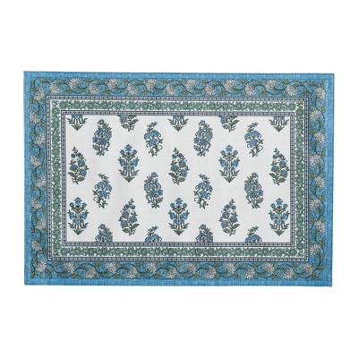 Tropez Multicolor Floral Block Print Indoor/Outdoor Placemats, Set of 4