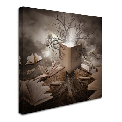 Trademark Fine Art -Angela Waye 'Old Tree Reading Story Book' Canvas Art