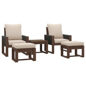 YARDSIGHT 5-Piece Outdoor Patio Lounge Chair Set with Ottomans and Side Table, Weather-Resistant Furniture with Cushions - 1 of 4