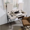 CAVINAS Home Office Desk Modern Writing Desk with Storage Space and Pull-Out Desktop for Study - 2 of 4