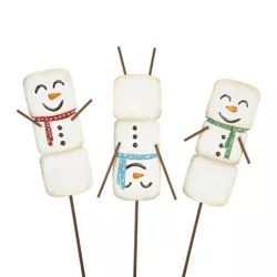 Christmas 29.0" Marshmallow Snowmen Set/3 Stake Ourdioor Indoor  -  Decorative Garden Stakes