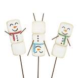 Christmas Marshmallow Snowmen Set/3 Stake  -  Three Yard Decorations 29 Inches -  Ourdioor Indoor  -  C22026  -  Metal  -  White