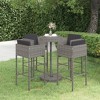 vidaXL Patio Bar Set with Cushions Poly Rattan - Gray 5 Piece - 2 of 4