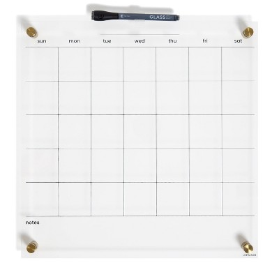 U Brands 16"x16" Acrylic Dry Erase Calendar with Gold Hardware