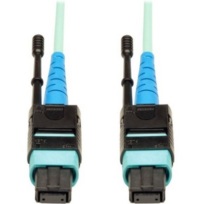 Tripp Lite 2M MTP / MPO Patch Cable 24 Fiber 100GbE Aqua OM3 Plenum 6ft 6' 2 Meter - 100GBASE-SR10, CXP, 24 Fiber, 100GbE OM3 Plenum-rated