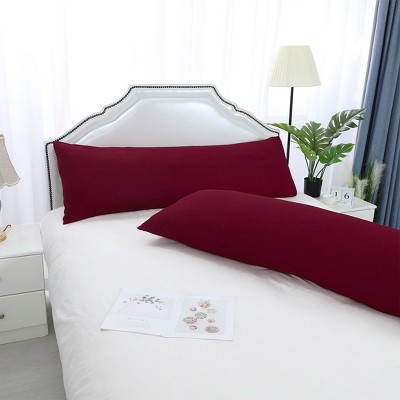 2 Pcs 20"x54" 1800 Series Soft Brushed Microfiber Pillow Cover Wine - PiccoCasa