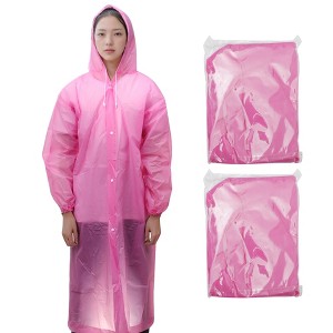 Unique Bargains Waterproof Reusable Rain Ponchos with Hood and Drawstring for Men and Women EVA 2 Pcs - 1 of 4