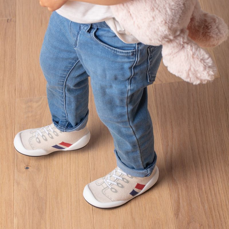 Komuello Toddler First Walk Sock Shoes - Runner Light Beige, 3 of 11