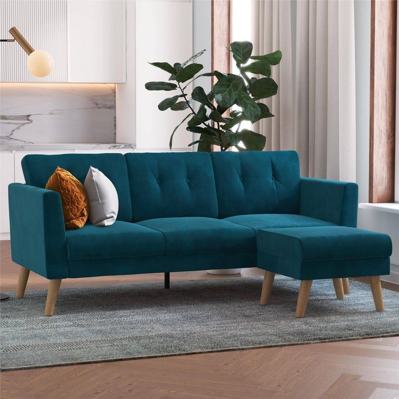 Gloria Upholstered Velvet Sectional Sofa with Detachable Ottoman and Reversible Design - CosmoLiving by Cosmopolitan, 5 of 11
