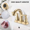 ALEXOUN  2 Handle 4 Inch Centerset Bathroom Sink Faucet with Pop-Up Drain, Brushed Gold - 2 of 4