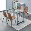 FurnitureR 55.1-Inch Glass Dining Table, Modern Rectangular Kitchen Table with Sturdy Metal Frame, Ideal for Dining Room or Home Office, Black - 4 of 4