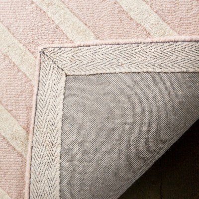 Handmade Pink and Ivory Wool Kids Tufted Rug