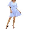 Coolmee Women's Summer Floral Sundress Short Sleeve Wrap V Neck A-Line Midi Dress - 3 of 4
