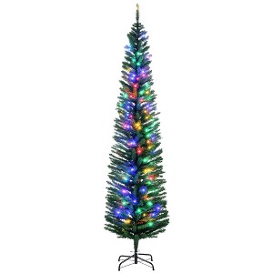 NAYSAYE 7ft Pre-Lit Artificial Christmas Tree Pencil Xmas Tree with 499 PVC Branch Tips for Indoor Holiday Home Office, Green, 20.5"*20.5"*84" - 1 of 4