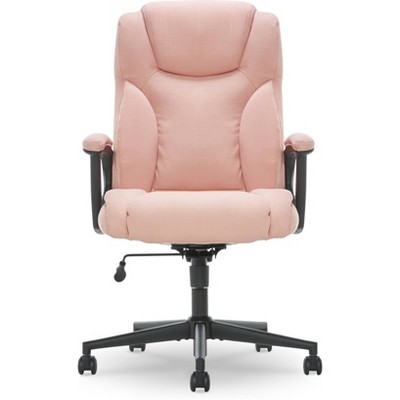Pink Microfiber High Back Swivel Executive Chair with Fixed Arms