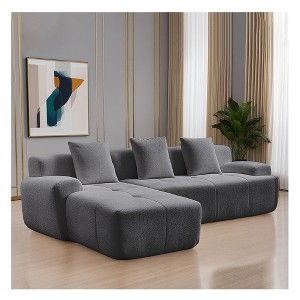Racxily L-Shape Cloud Sofa, Modular Chaise with Deep Seat for Living Room & Apartment, No Assembly - 1 of 4