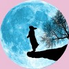 Girl's Design By Humans Moon Bunny By Maryedenoa T-Shirt - 2 of 3