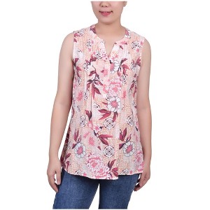 NY Collection Womens Pintucked Floral Sleeveless Blouse Top - 1 of 1