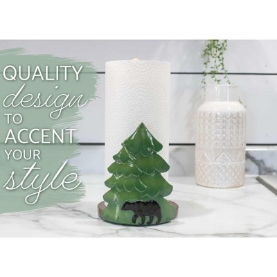 Forest Green and Black Resin and Wood Paper Towel Holder