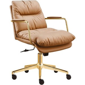 SAINTCY PU Leather Office Chair - Swivel Desk Chair with Adjustable Height, Armrests & Wheels - Rolling Computer Chair for Home, Living Room - 1 of 4