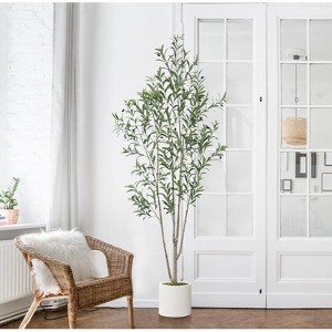 LOVMOR Olive Trees Artificial Indoor with Tall Pot, Natural Wood Trunk Treemote and Leaves, Fake Plant for Home Office Bedroom Decor 6FT 7FT 8FT - 1 of 4