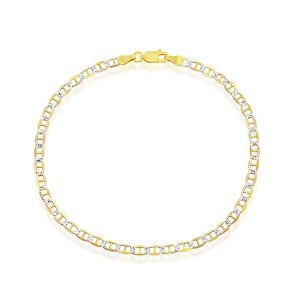Links of Italy Sterling Silver 3.5mm Pave Marina Chain - Gold Plated -  Available  in 7 & 9 Inch - 1 of 2