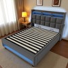 Full Size Upholstered Platform Bed with LED Lights, USB Charging Port, Storage Shelf, Hydraulic Lift Storage, Wood & Metal Slats - 3 of 4