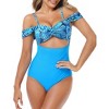 Clearlove Women's One Piece Swimsuit Black Cutout Scallop Trim Bathing Suit - 2 of 4