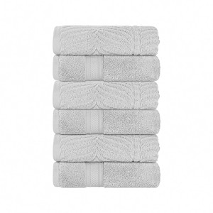 Chevron Zero Twist Cotton Solid and Jacquard Hand Towel Set of 6 by Blue Nile Mills - 1 of 4