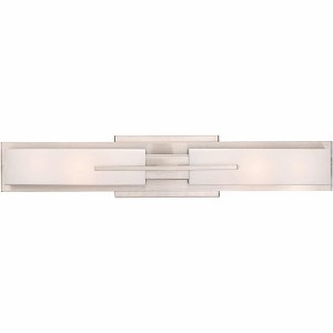 Possini Euro Design Midtown Modern Wall Light Brushed Nickel 23 1/2" 2-Light Fixture White Glass Shade for Bedroom Bathroom Vanity Reading Living Room - 1 of 4