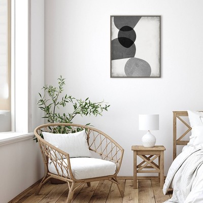 Gray Abstract Shapes II Framed Canvas Wall Art