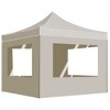 vidaXL Folding Party Tent - Professional Outdoor Shelter with Aluminum Frame, Waterproof Oxford Fabric Roof & Walls, PVC Windows - Cream 9.8'x9.8 - 2 of 4