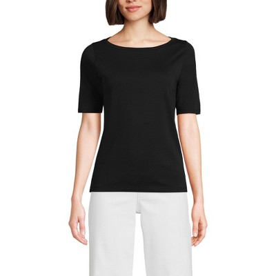 Lands' End Women's Elbow Sleeve Supima Boatneck Top