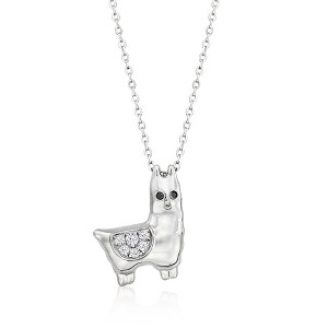Ross-Simons 0.12 ct. t.w. White and Black Diamond Llama Pendant Necklace in Sterling Silver Size 18 - 1 of 2