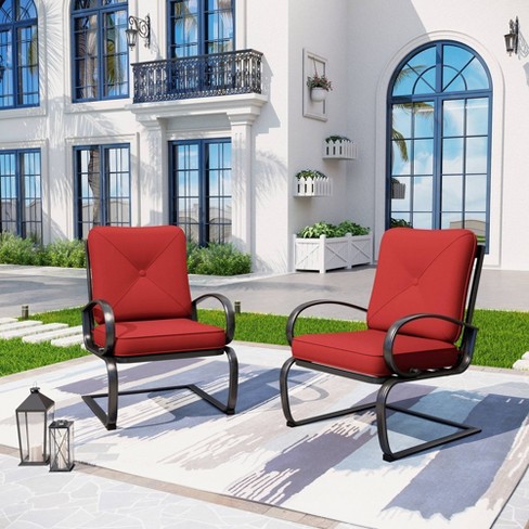 2pk Outdoor Steel Arm Chairs with Cushions - Captiva Designs