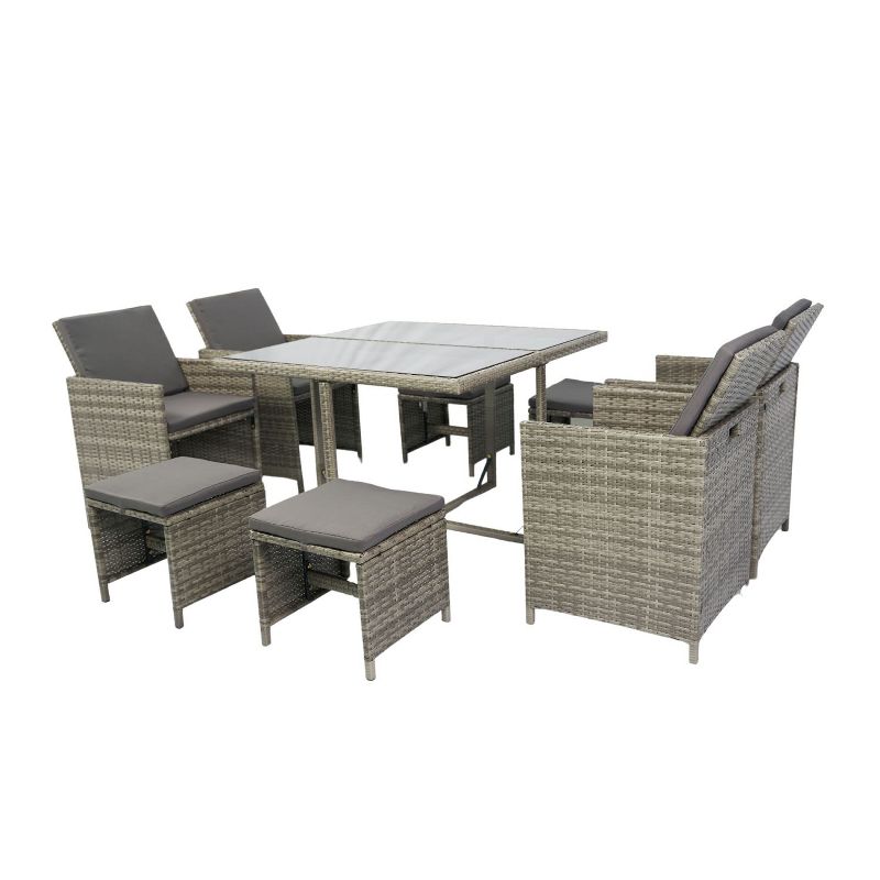 Isabel 6-Piece All-Weather PE Wicker Patio Dining Set, Outdoor Furniture with Big Size Table - Maison Boucle, 2 of 9