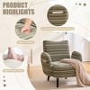 Gulches Modern Minimalist Sanded Fabric Armchair Ergonomic Backrest Side Storage Pocket Solid Wood Legs Anti Slip Comfortable Reading Chair Green - 3 of 4