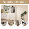 White Buffet Cabinet, Modern Farmhouse Kitchen Storage Sideboard with 2 Drawers & Barn Doors White - 3 of 4