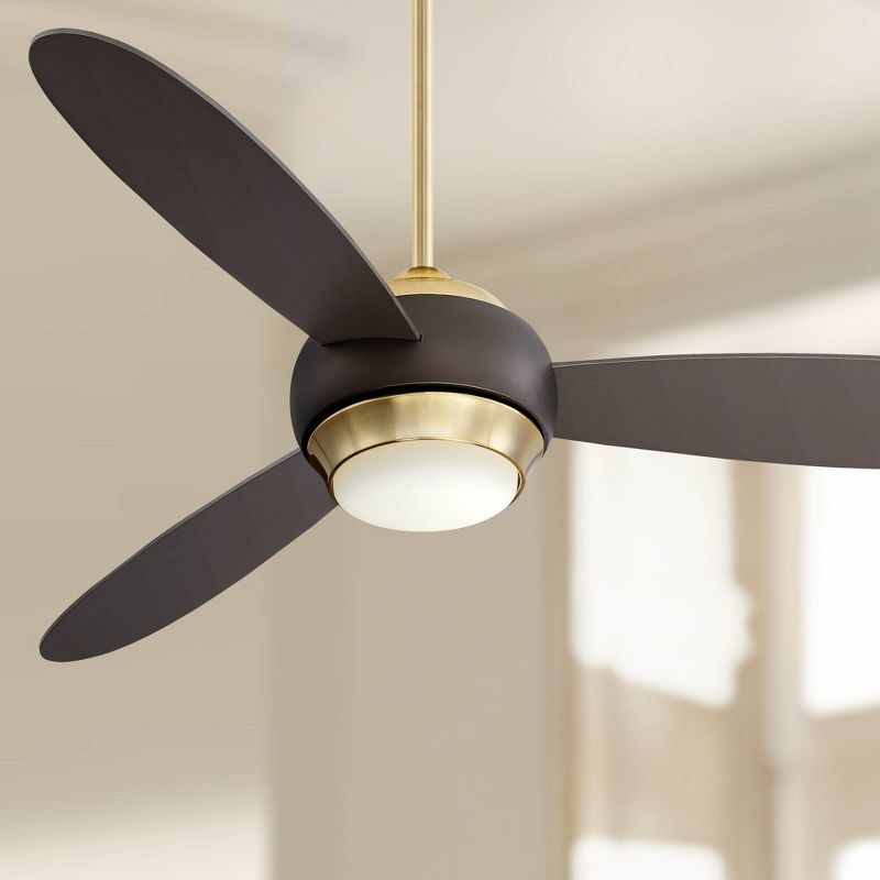 54" Casa Vieja Lynx Modern Indoor Ceiling Fan with Dimmable LED Light Remote Control Bronze Soft Brass Frosted Opal Glass for Living Room Kitchen Home, 2 of 9