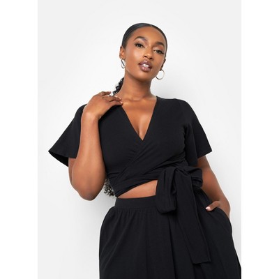 Rebdolls Women's Big Risk Wrap Around Duster Crop Top