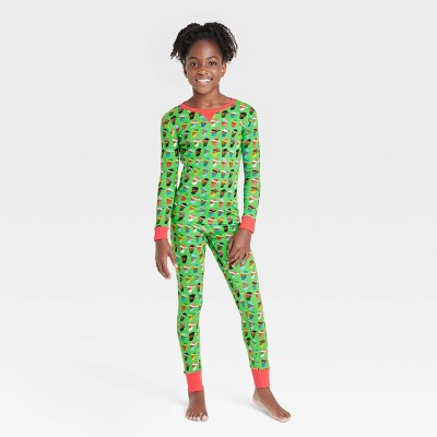 Kids' Multi Santa Print Matching Family Pajama Set - Wondershop™ Green