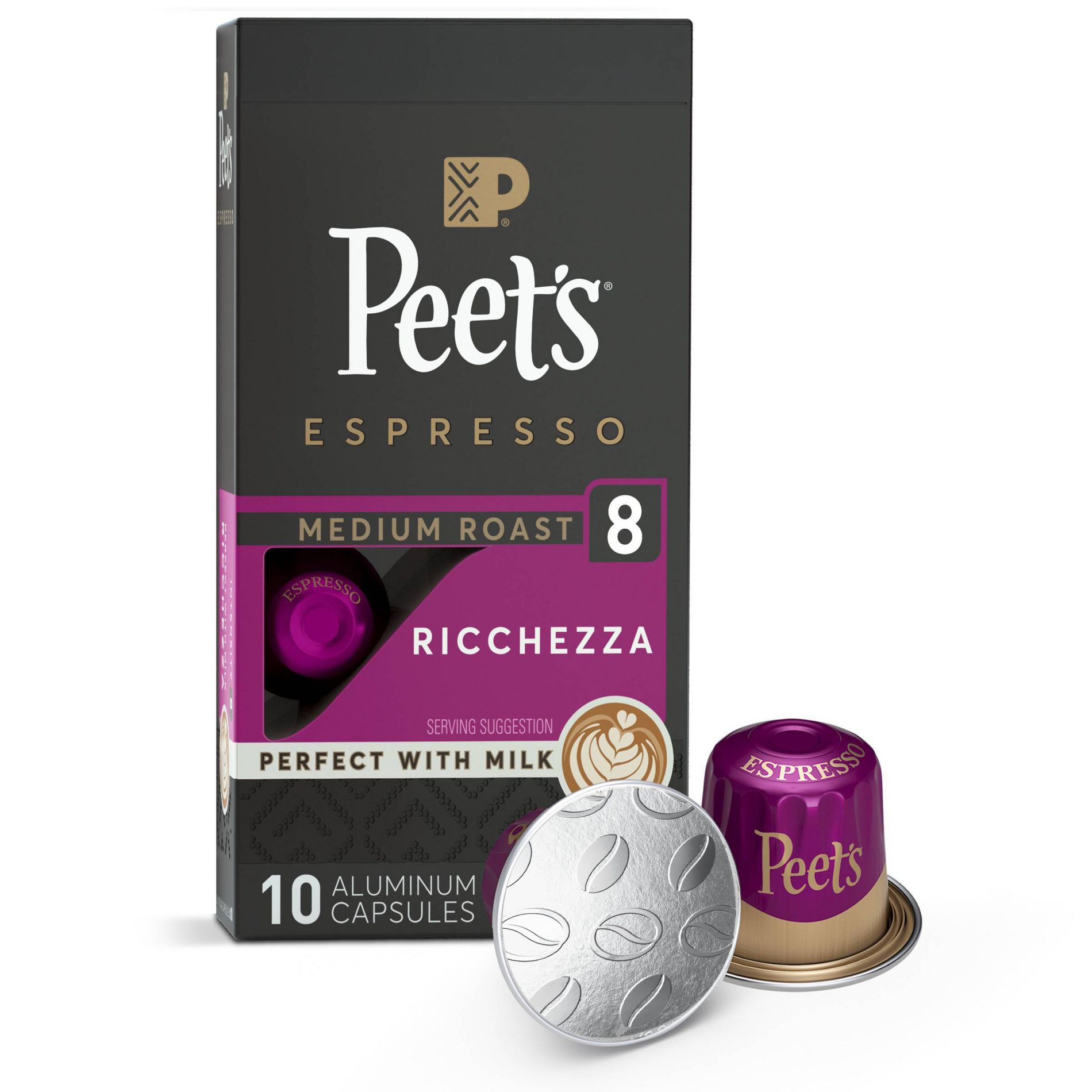 Peet's Espresso Ricchezza Medium Roast Aluminum Capsules - 10ct/1.87oz