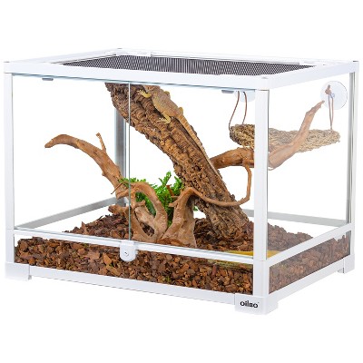 OiiBO Reptile Glass Terrarium, 24" x 18" x 18" Front Opening Terrarium with Double Hinge Door
