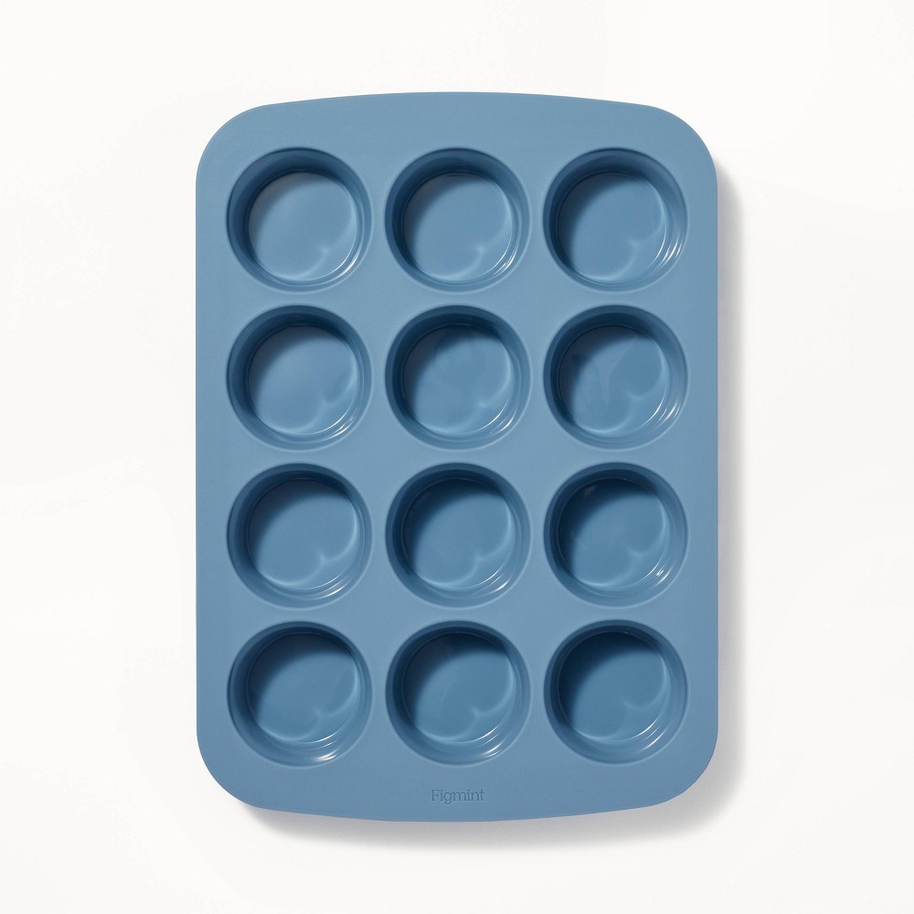 Photos - Pan 12ct Silicone Muffin  Blue - Figmint™
