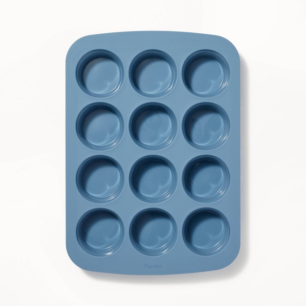 12ct Silicone Muffin Pan Blue - Figmintâ„¢