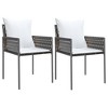 vidaXL Patio Dining Set with Cushions Outdoor Furniture Poly Rattan and Steel - Brown 31.5" Table Length 2 Items - 4 of 4