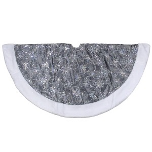 Northlight 46" Gray and Silver Sequined Christmas Tree Skirt with Faux Fur Trim - 1 of 3